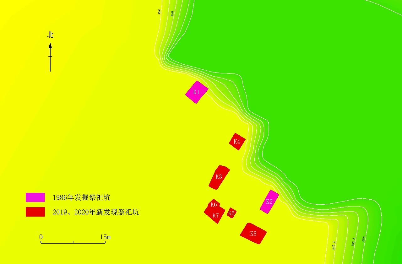 ▲“祭祀坑”分布示意图 四川省文物考古研究院供图